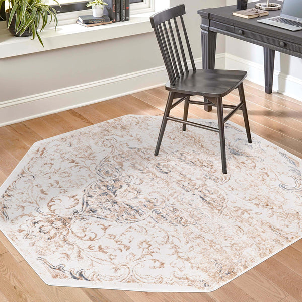 Kensington Collection Area Rug - Chelsea Octagon Ivory  lifestyle 54