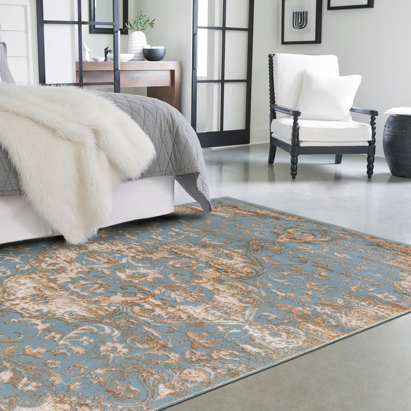 Kensington Collection Area Rug - Chelsea Rectangle Teal  lifestyle 14