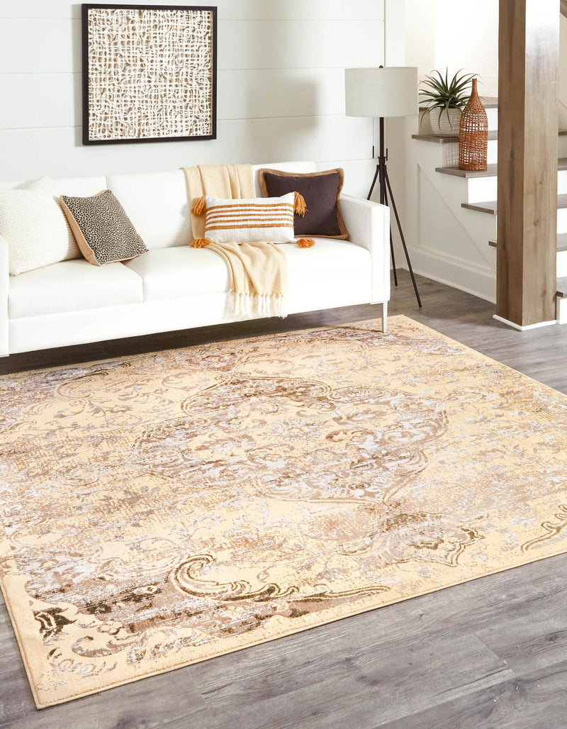 Kensington Collection Area Rug - Chelsea Square Yellow  lifestyle 10