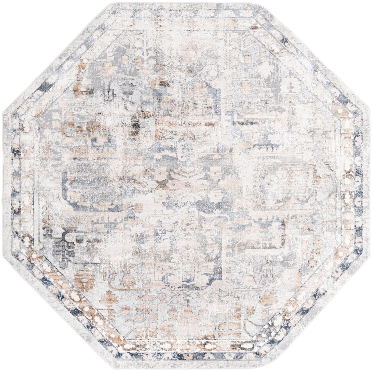 Kensington Collection Area Rug -  Paddington Octagon Ivory and Gray  lifestyle 12