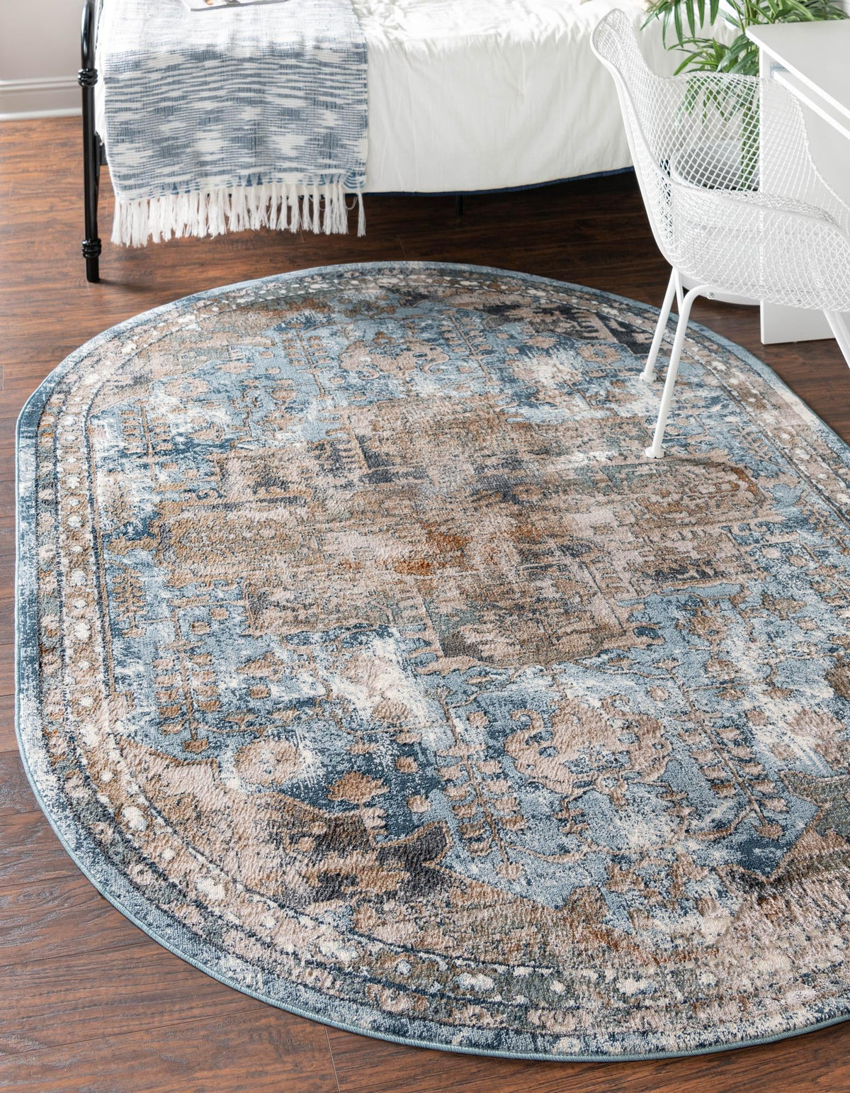 Kensington Collection Area Rug -  Paddington Oval Blue  lifestyle 12