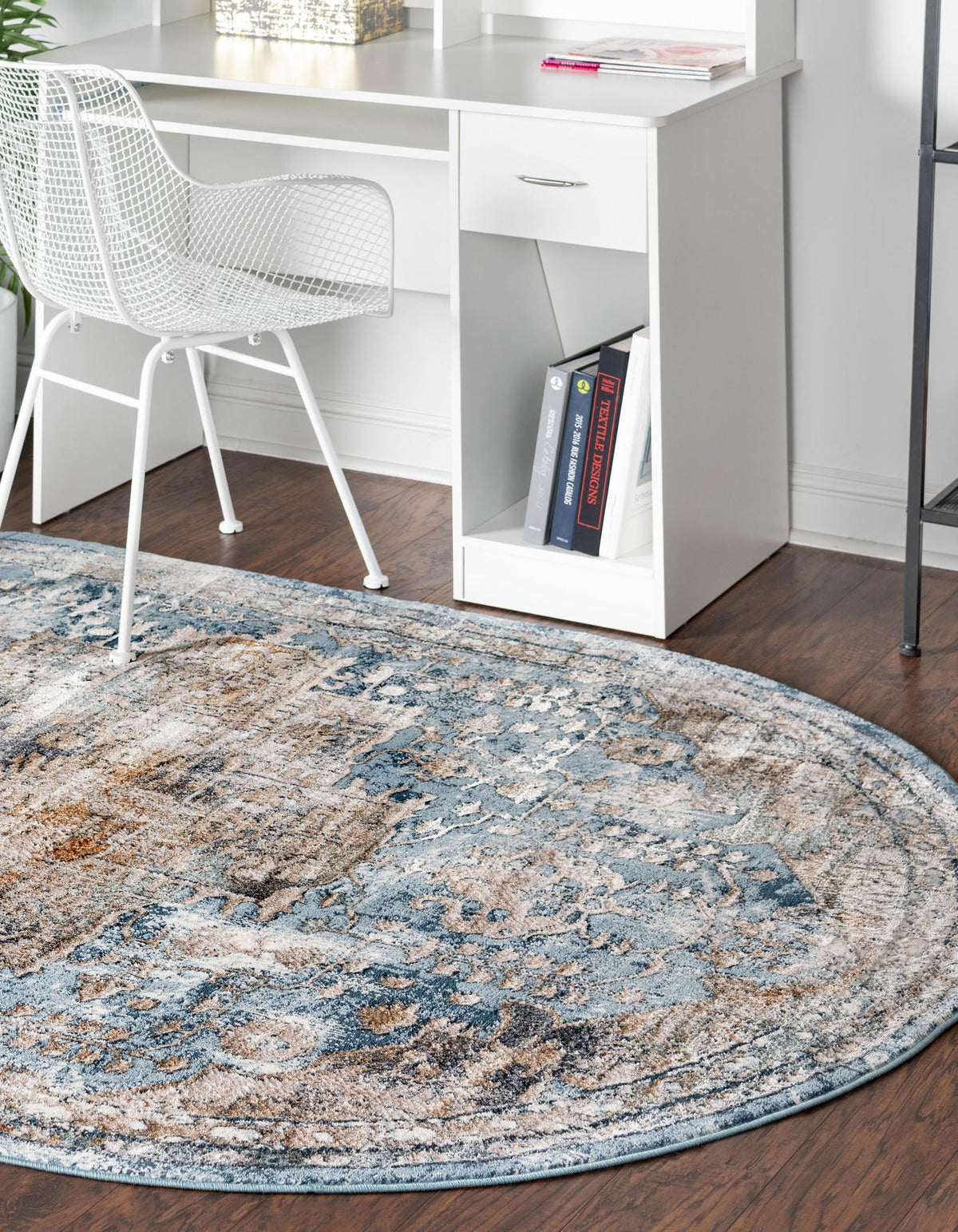 Kensington Collection Area Rug -  Paddington Oval Blue  lifestyle 15