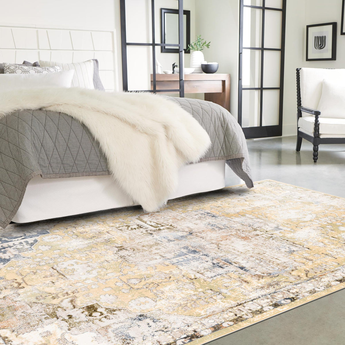 Kensington Collection Area Rug -  Paddington Rectangle Yellow  lifestyle 4