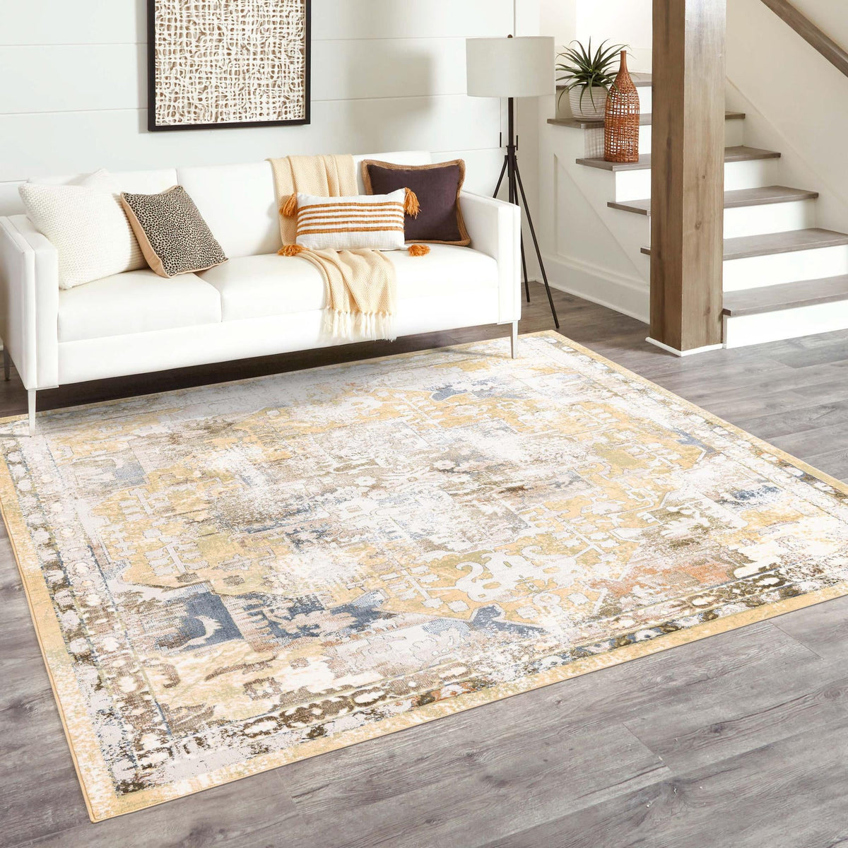 Kensington Collection Area Rug -  Paddington Square Yellow  lifestyle 31
