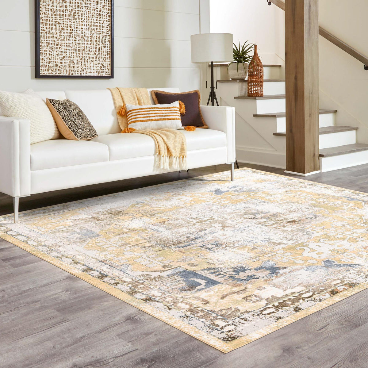 Kensington Collection Area Rug -  Paddington Square Yellow  lifestyle 32