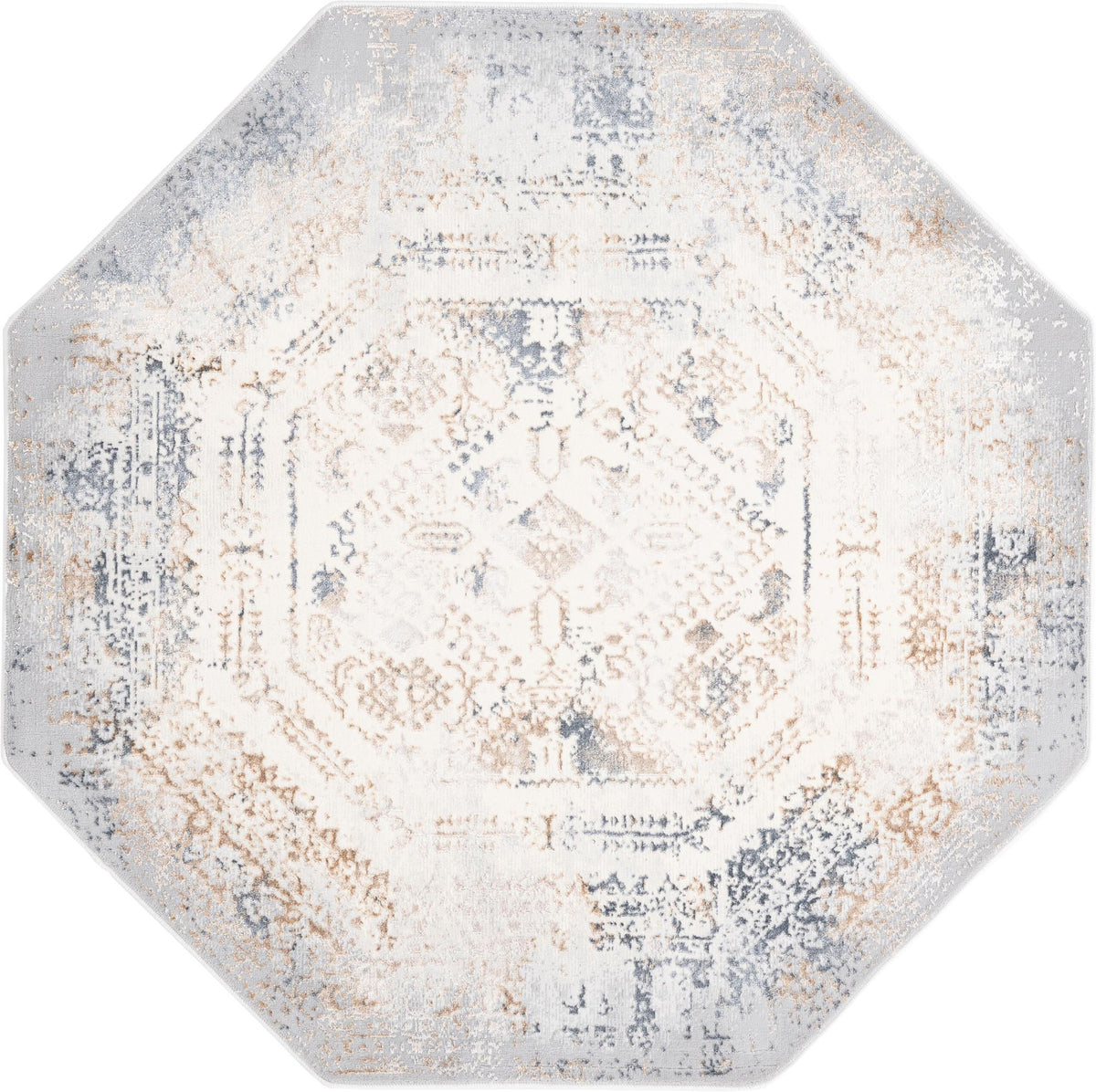 Kensington Collection Area Rug -  Belgravia Octagon Ivory and Gray  lifestyle 20