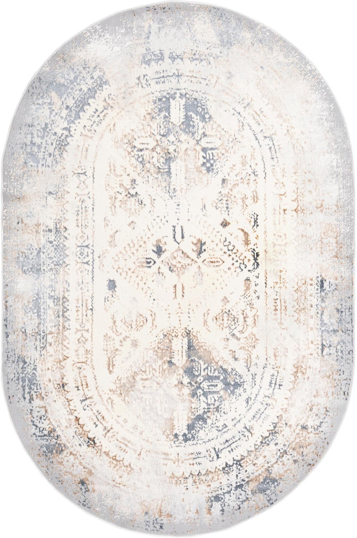 Kensington Collection Area Rug -  Belgravia Oval Ivory and Gray  lifestyle 21
