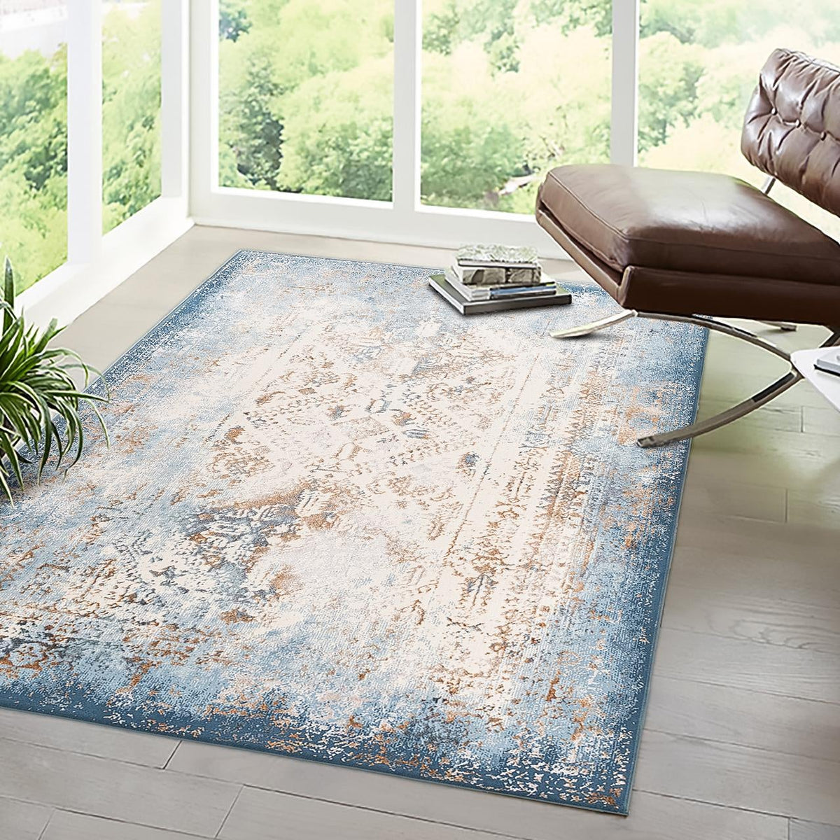 Kensington Collection Area Rug -  Belgravia Rectangle Blue  lifestyle 13