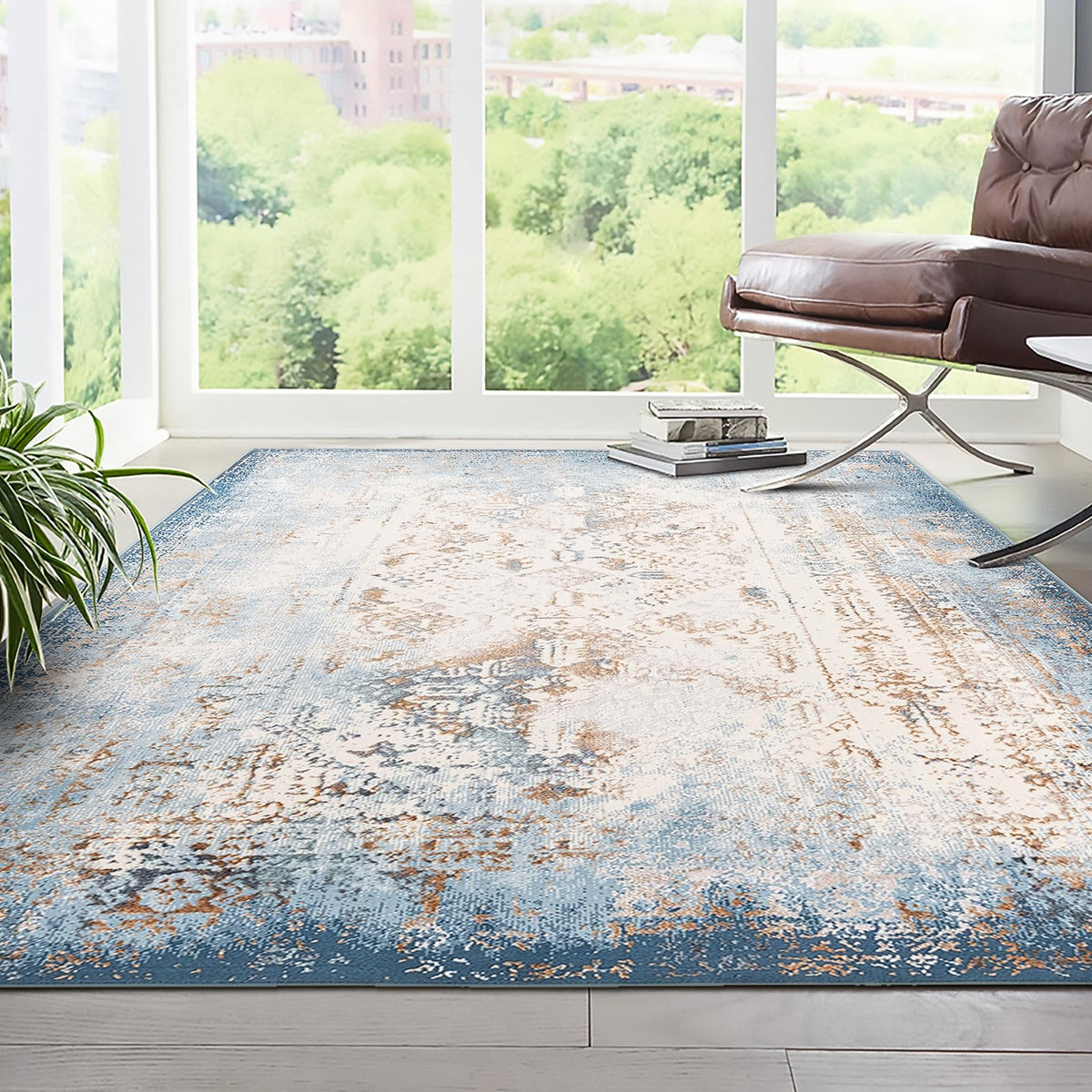 Kensington Collection Area Rug -  Belgravia Rectangle Blue  lifestyle 14