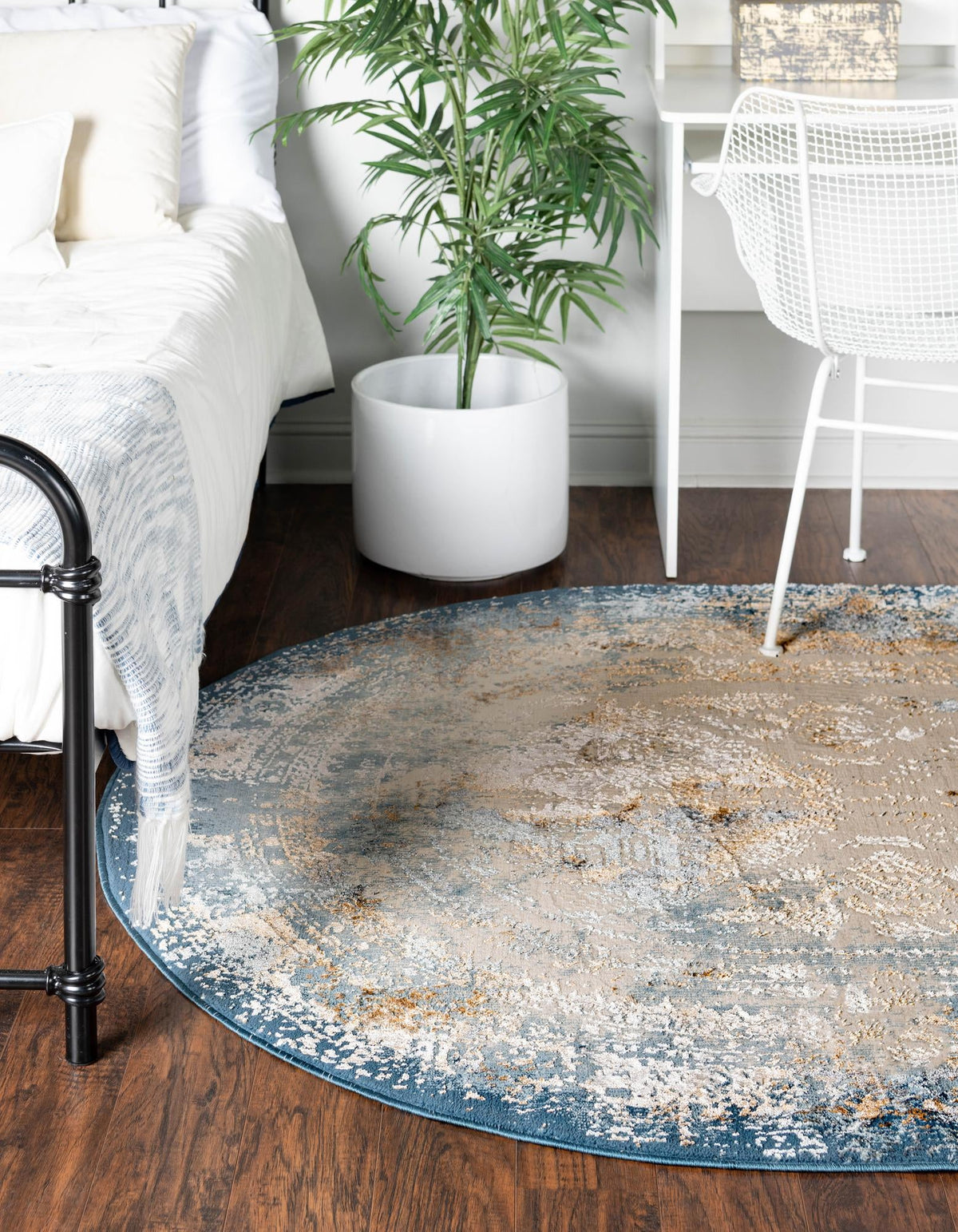 Kensington Collection Area Rug -  Belgravia Oval Blue  lifestyle 17