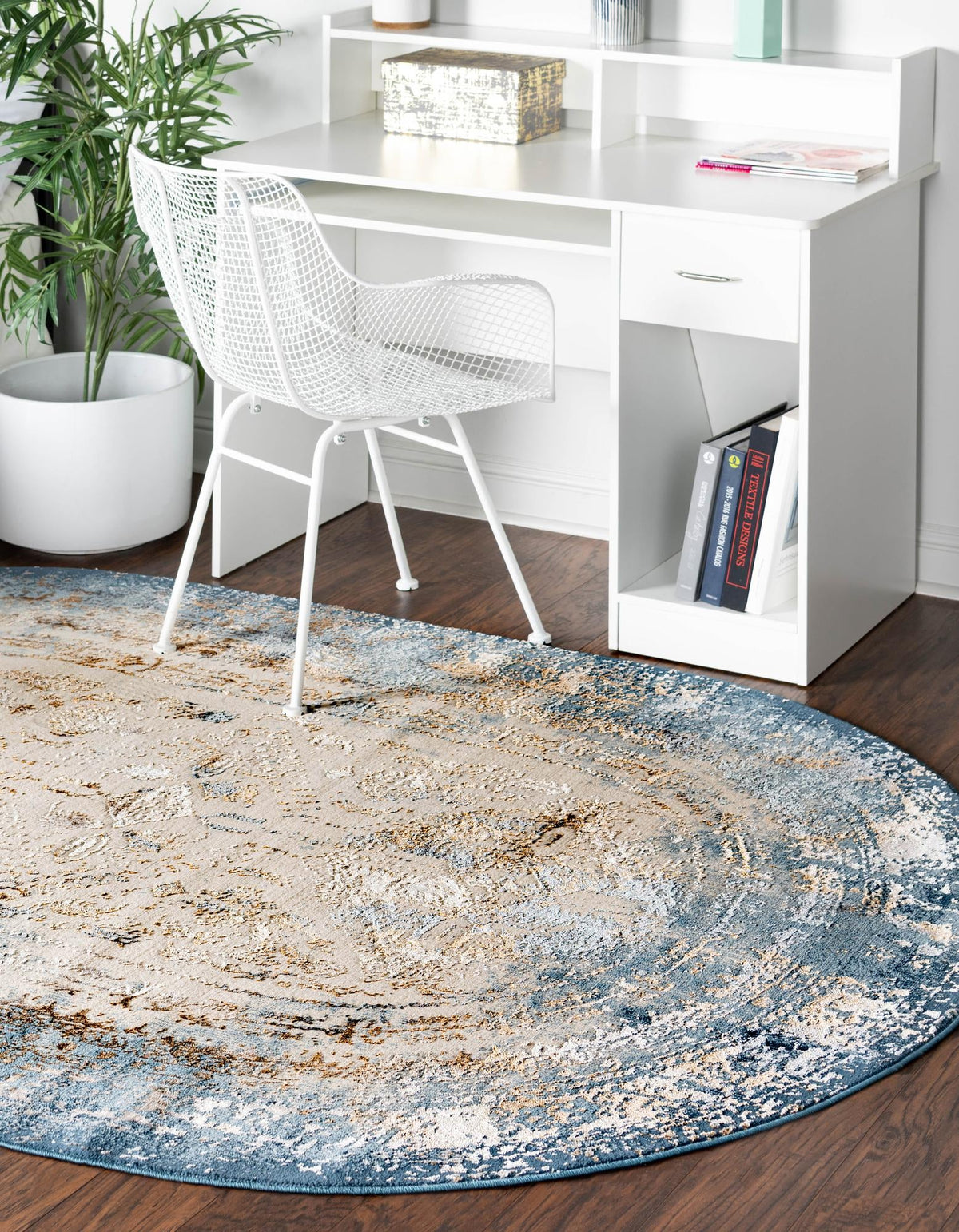 Kensington Collection Area Rug -  Belgravia Oval Blue  lifestyle 22