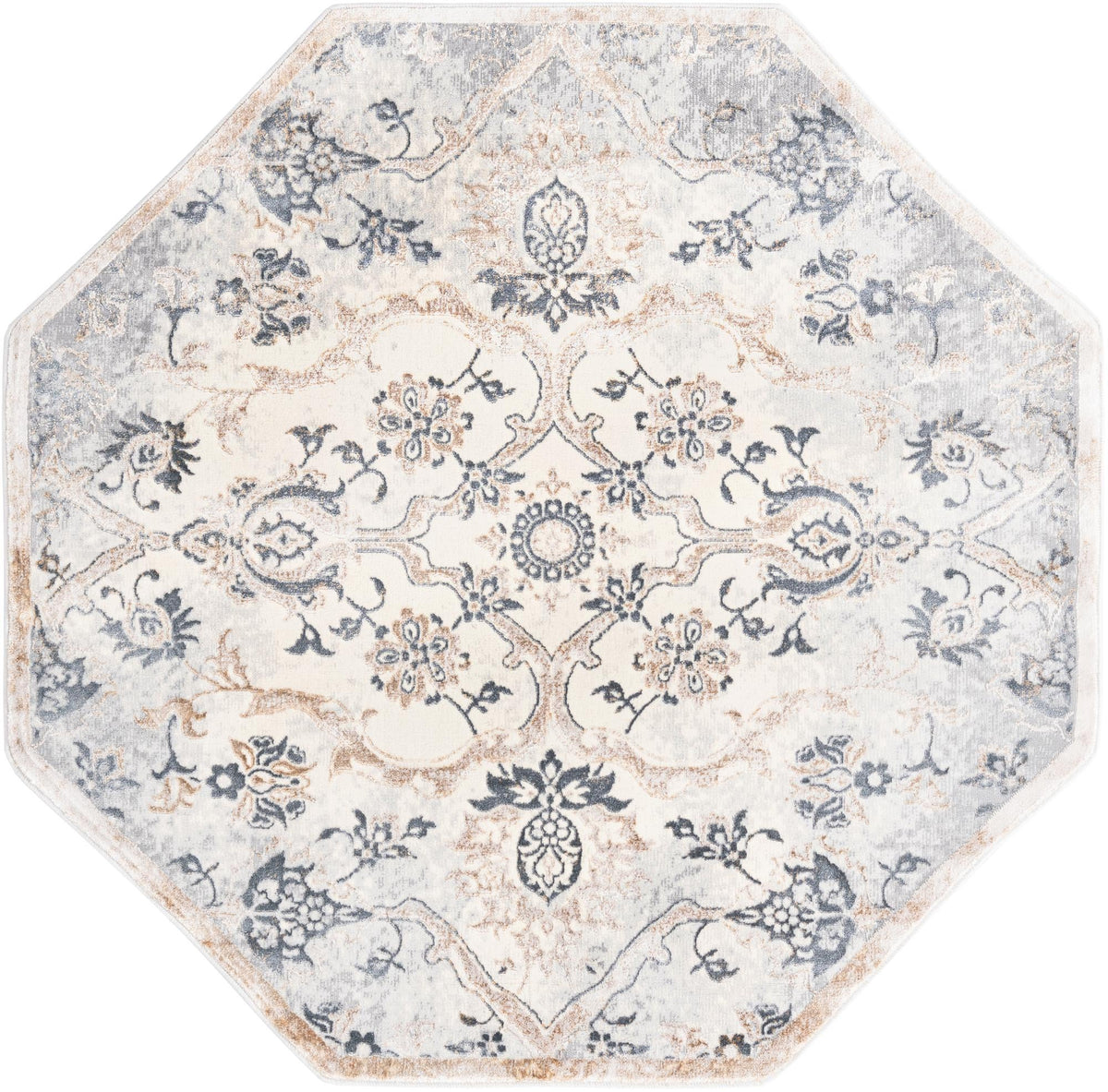 Kensington Collection Area Rug -  Mayfair Octagon Ivory and Gray  lifestyle 19