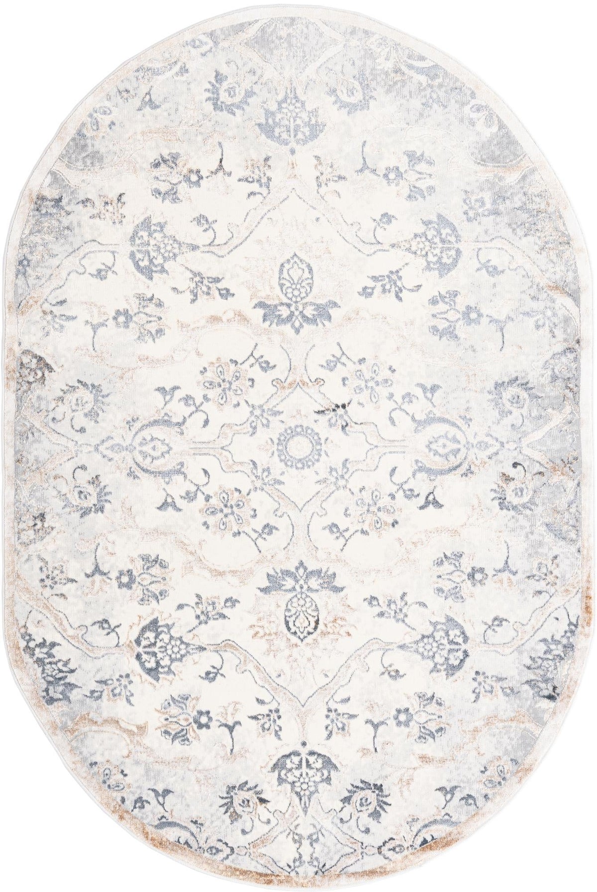 Kensington Collection Area Rug -  Mayfair Oval Ivory and Gray  lifestyle 20