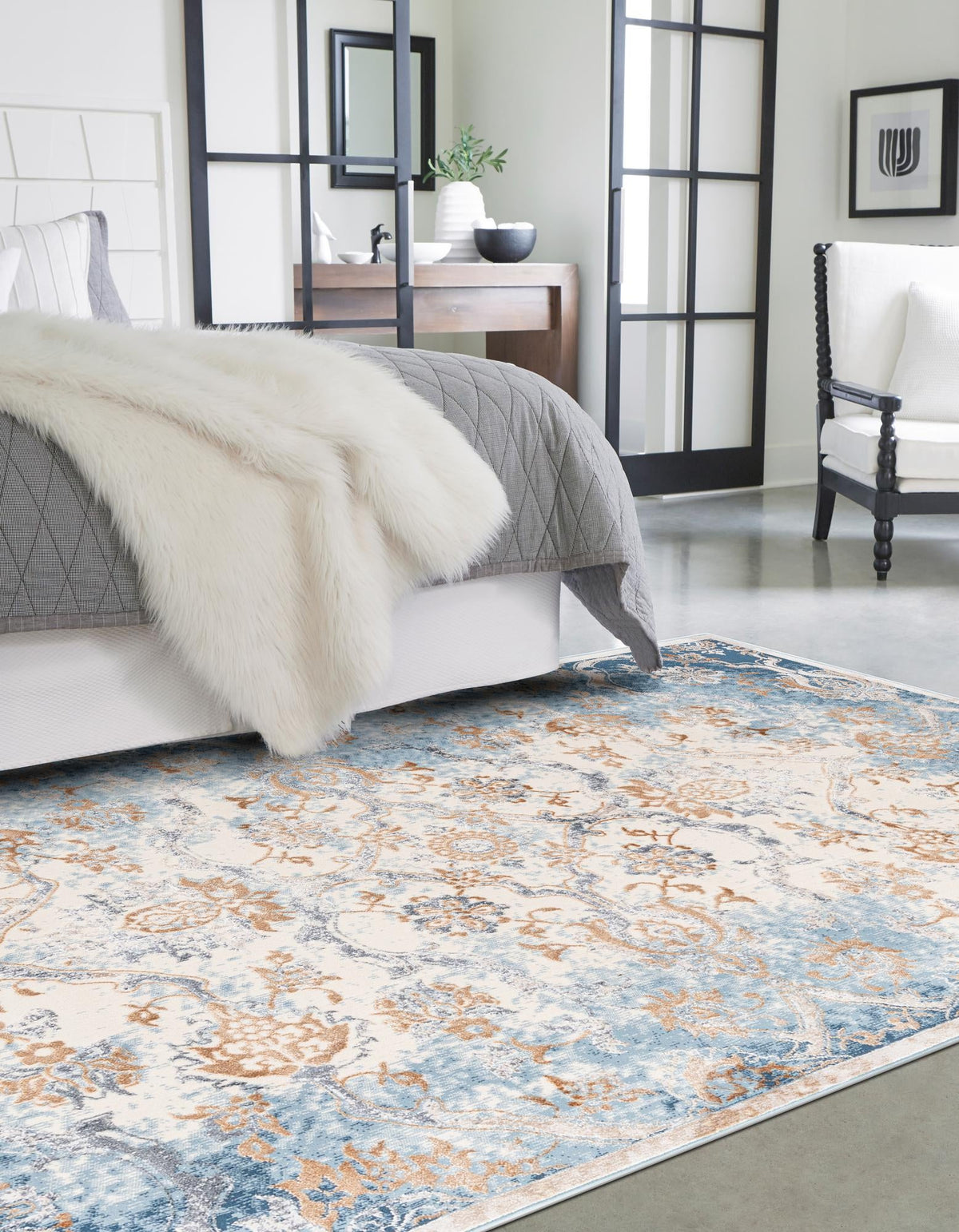 Kensington Collection Area Rug -  Mayfair Rectangle Blue  lifestyle 4