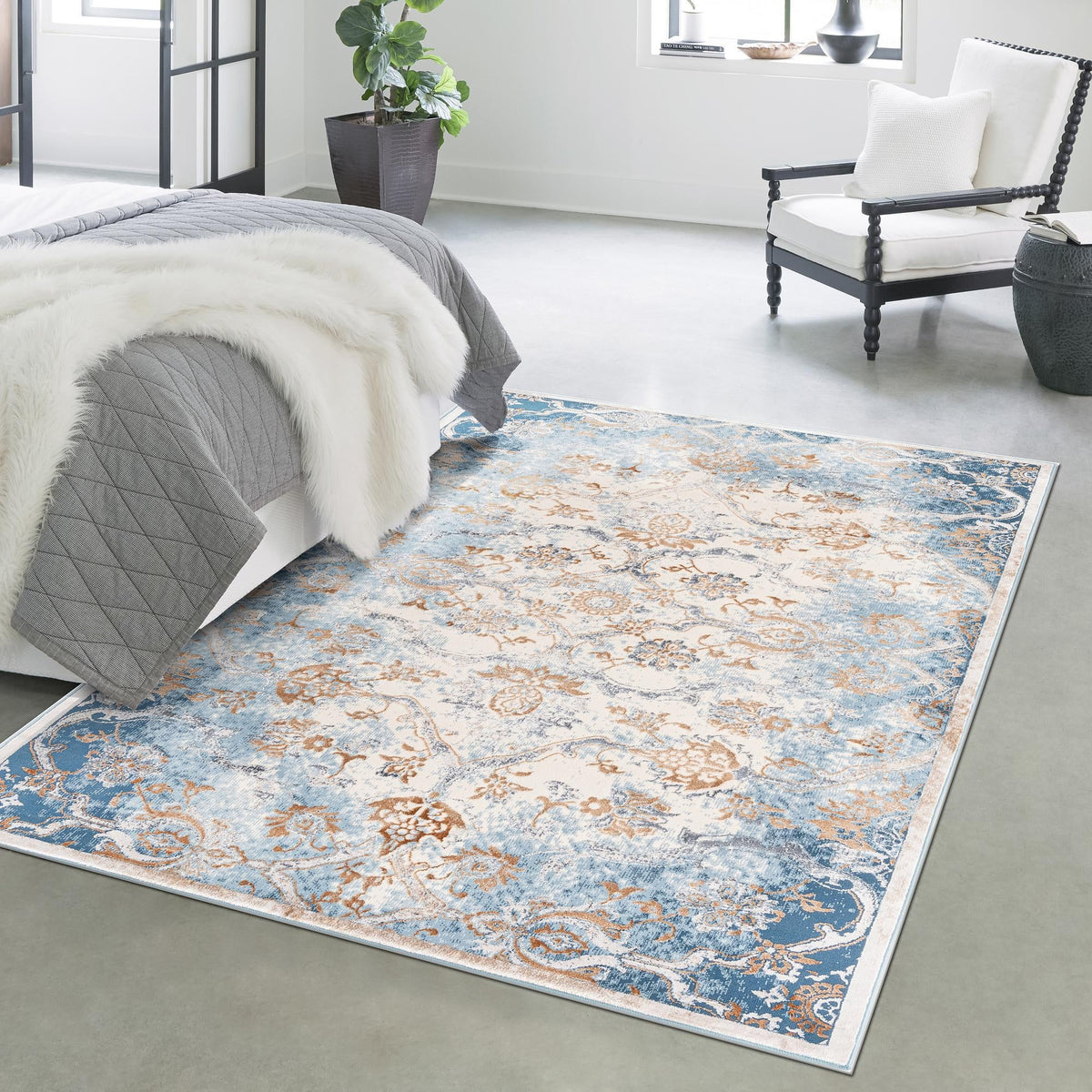 Kensington Collection Area Rug -  Mayfair Rectangle Blue  lifestyle 11