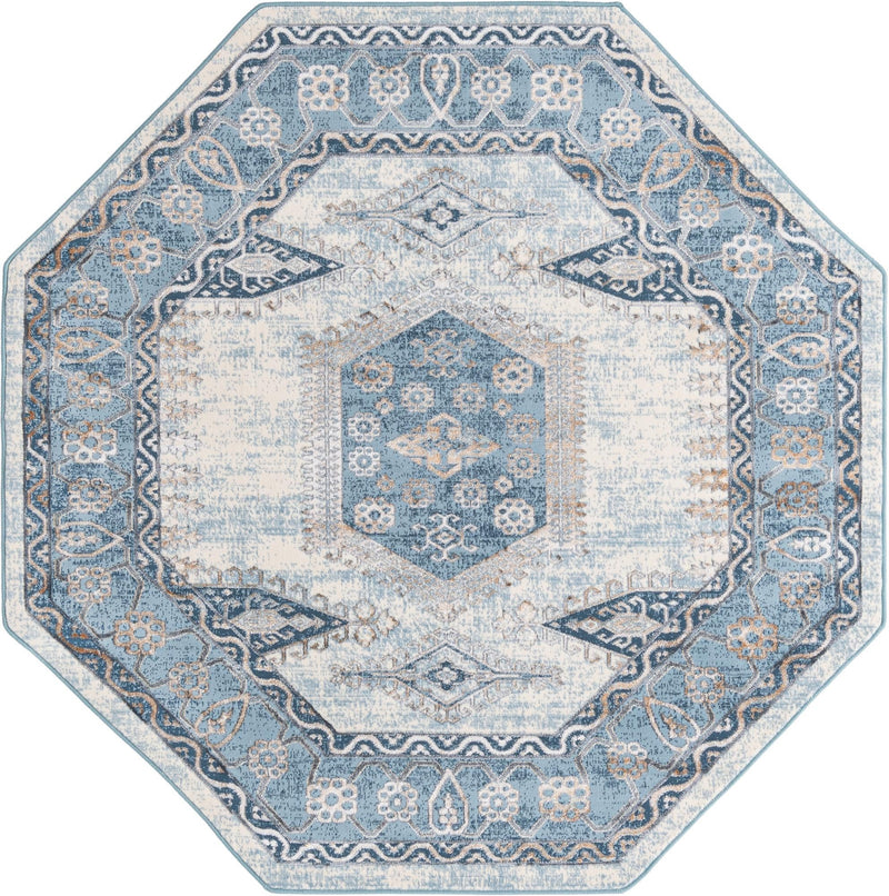 Kensington Collection Area Rug -  Notting Octagon Blue  lifestyle 7