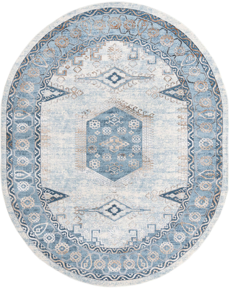 Kensington Collection Area Rug -  Notting Oval Blue  lifestyle 8