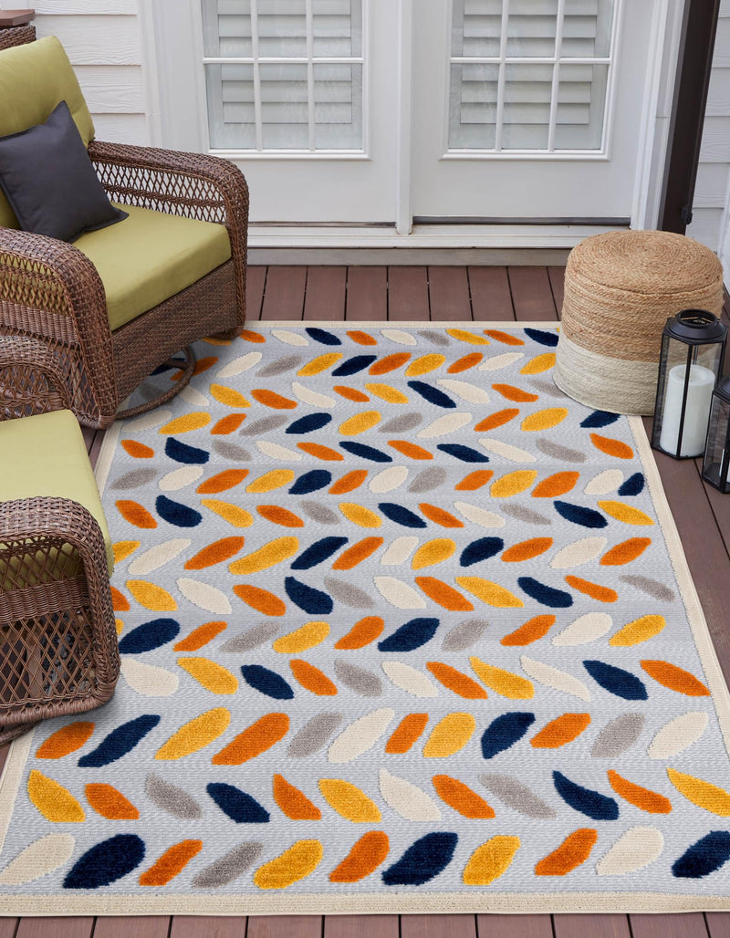 Bahama Breeze Outdoor Collection Area Rug - Nassau Rectangle Gray  lifestyle 28