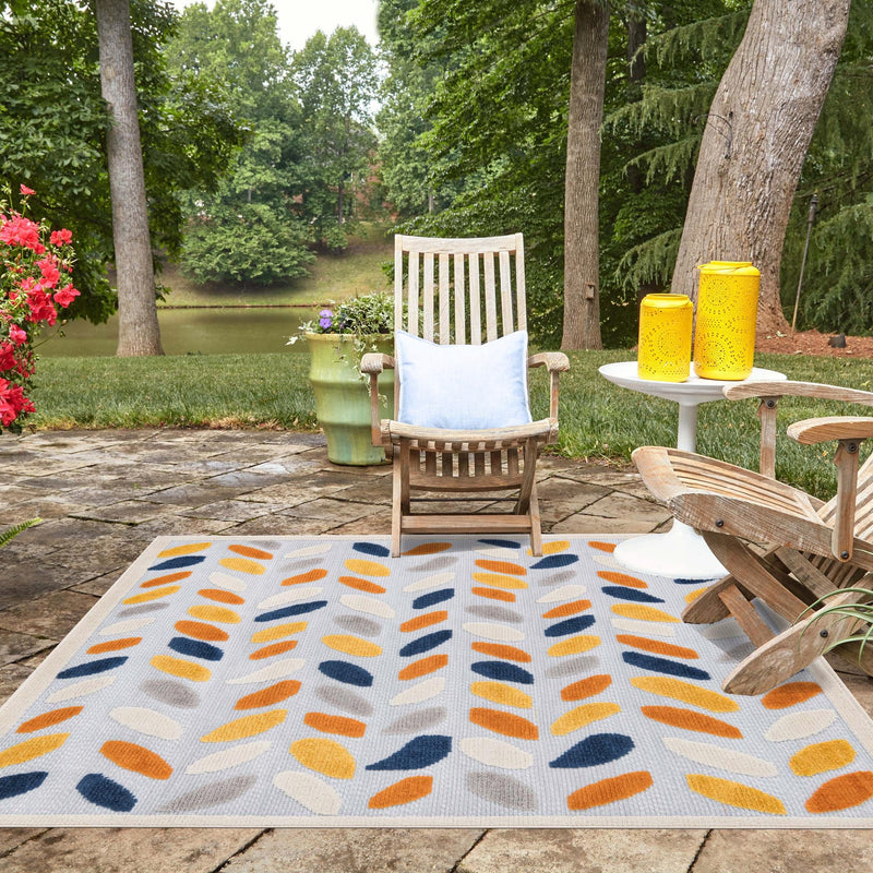 Bahama Breeze Outdoor Collection Area Rug - Nassau Square Gray  lifestyle 105