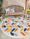 Bahama Breeze Outdoor Collection Area Rug - Nassau Round Gray  lifestyle 128