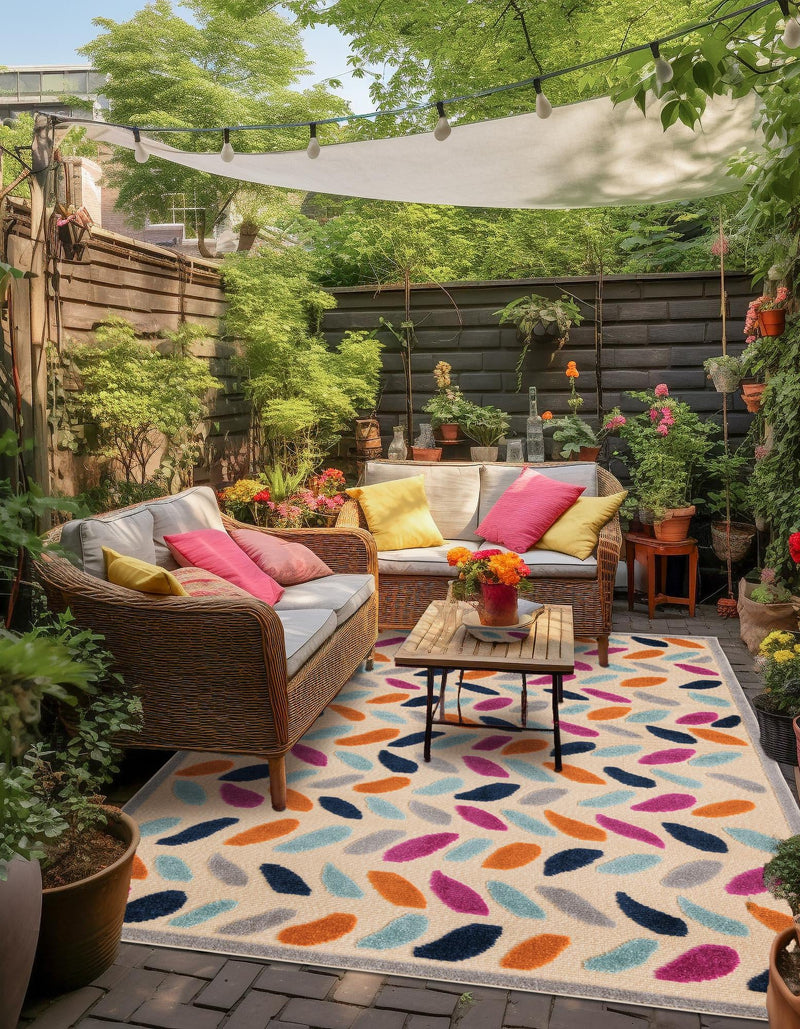 Bahama Breeze Outdoor Collection Area Rug - Nassau Rectangle Beige  lifestyle 37