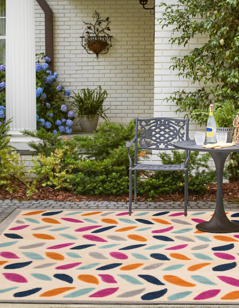 Bahama Breeze Outdoor Collection Area Rug - Nassau Square Beige  lifestyle 130