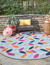 Bahama Breeze Outdoor Collection Area Rug - Nassau Round Blue  lifestyle 110