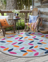 Bahama Breeze Outdoor Collection Area Rug - Nassau Round Blue  lifestyle 134