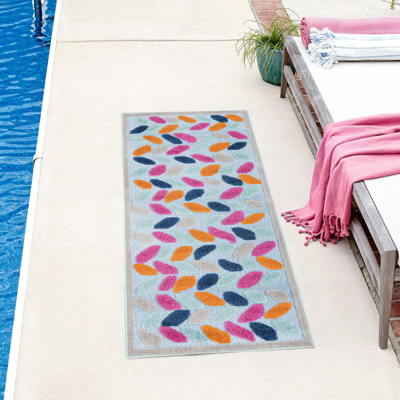 Bahama Breeze Outdoor Collection Area Rug - Nassau Runner Blue  lifestyle 67