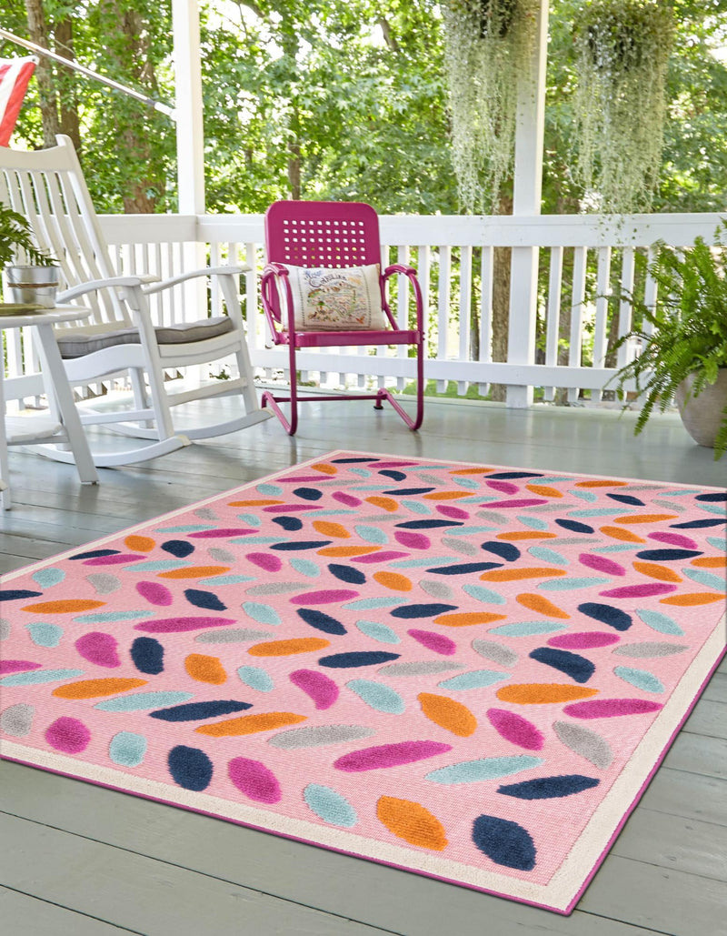 Bahama Breeze Outdoor Collection Area Rug - Nassau Rectangle Pink  lifestyle 11