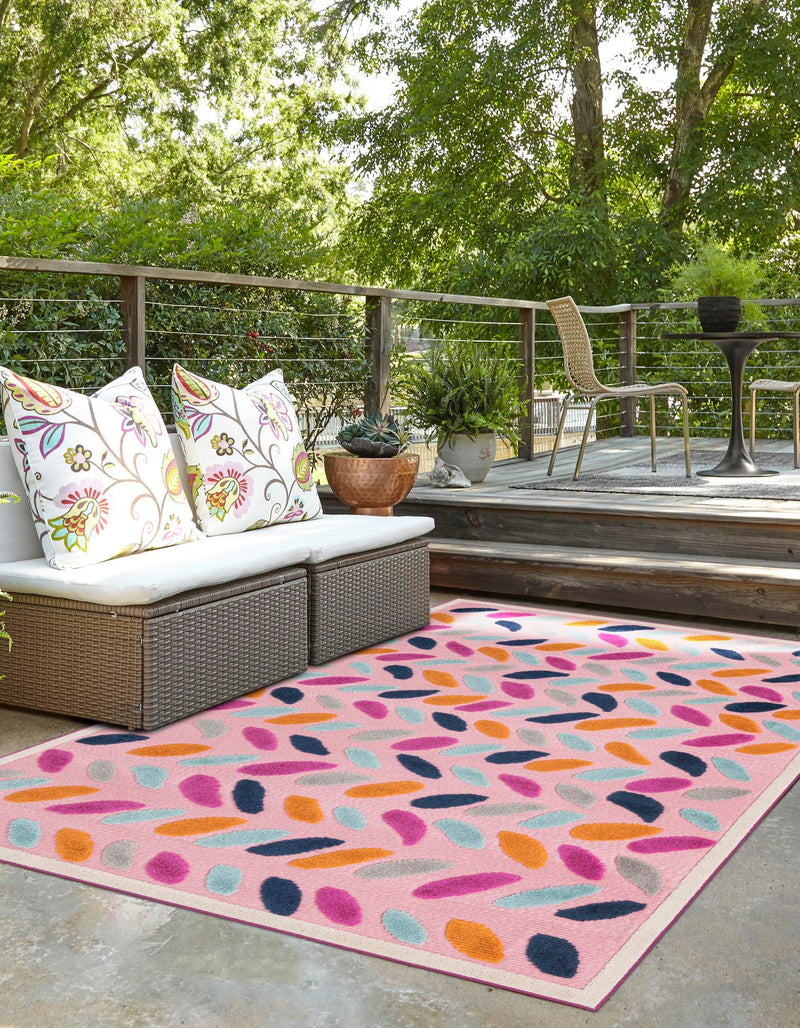 Bahama Breeze Outdoor Collection Area Rug - Nassau Rectangle Pink  lifestyle 15