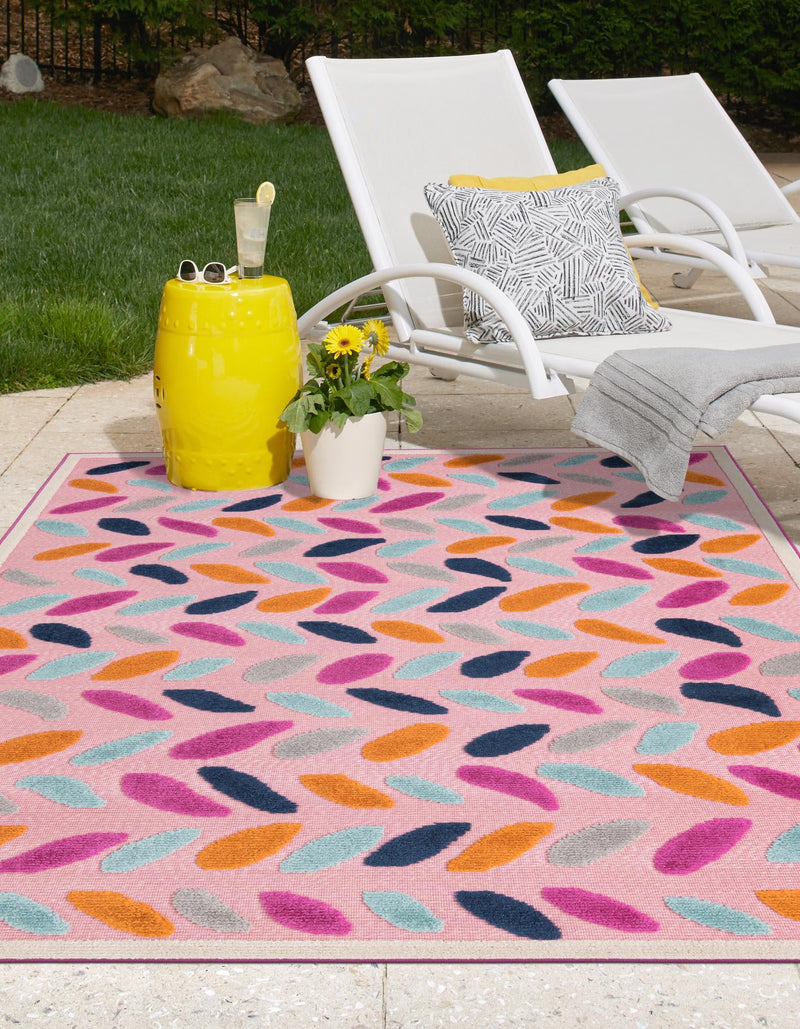 Bahama Breeze Outdoor Collection Area Rug - Nassau Rectangle Pink  lifestyle 23