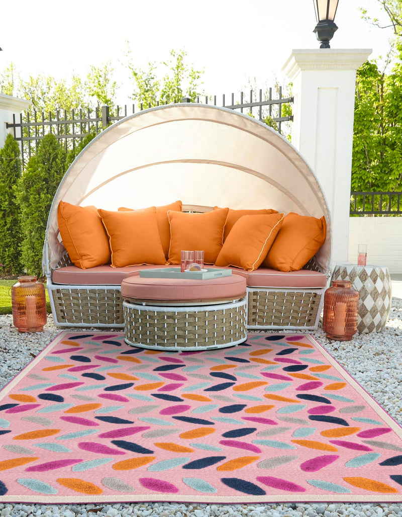 Bahama Breeze Outdoor Collection Area Rug - Nassau Rectangle Pink  lifestyle 31