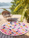 Bahama Breeze Outdoor Collection Area Rug - Nassau Round Pink  lifestyle 161