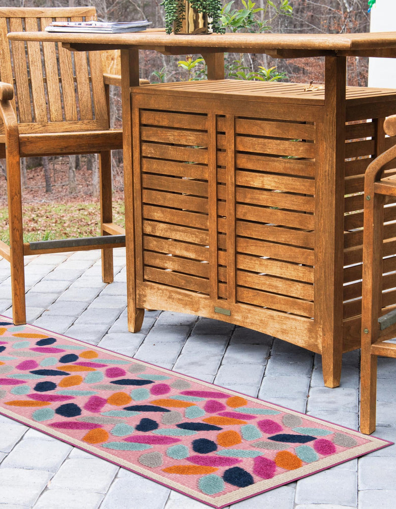 Bahama Breeze Outdoor Collection Area Rug - Nassau Runner Pink  lifestyle 138
