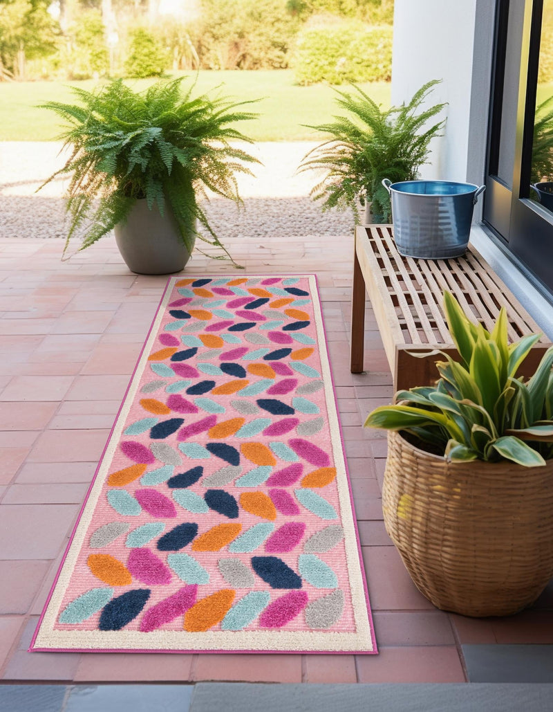 Bahama Breeze Outdoor Collection Area Rug - Nassau Runner Pink  lifestyle 162