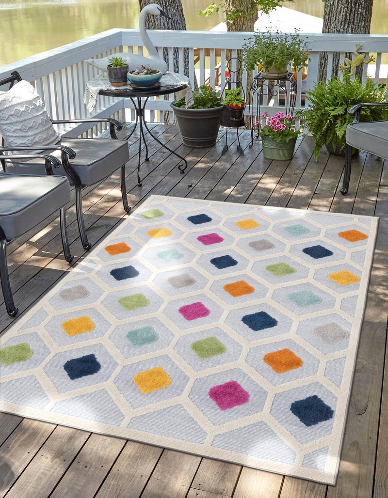 Bahama Breeze Outdoor Collection Area Rug -  Harbour Rectangle Gray  lifestyle 6