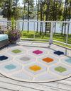 Bahama Breeze Outdoor Collection Area Rug -  Harbour Round Gray  lifestyle 153
