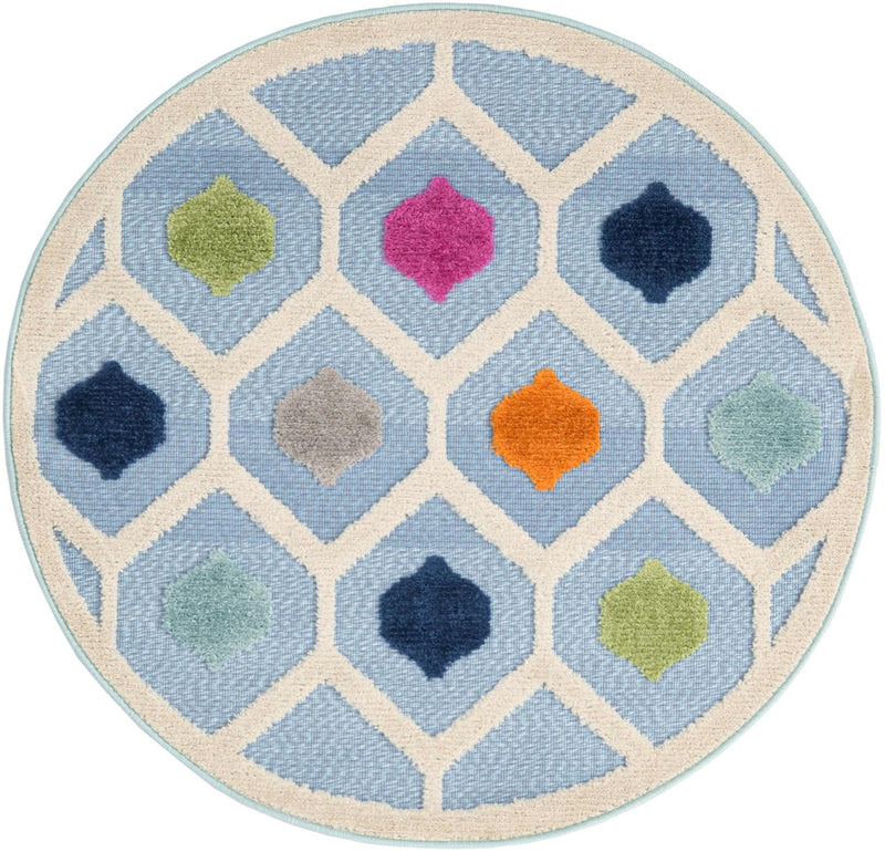 Bahama Breeze Outdoor Collection Area Rug -  Harbour Round Blue  lifestyle 56