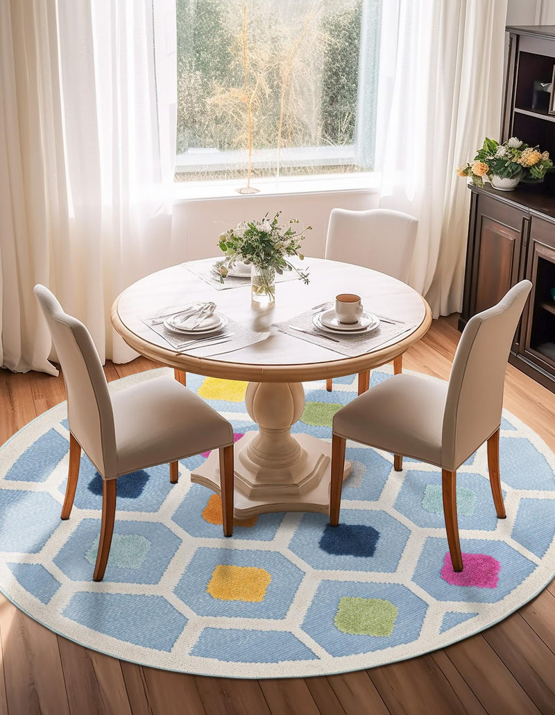 Bahama Breeze Outdoor Collection Area Rug -  Harbour Round Blue  lifestyle 147