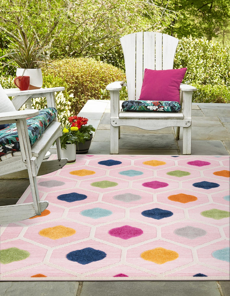 Bahama Breeze Outdoor Collection Area Rug -  Harbour Rectangle Pink  lifestyle 6
