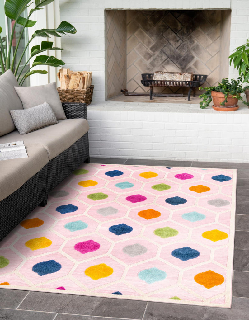 Bahama Breeze Outdoor Collection Area Rug -  Harbour Rectangle Pink  lifestyle 23