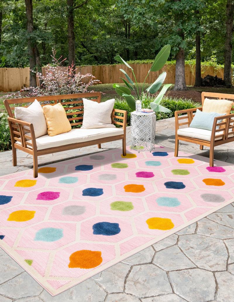 Bahama Breeze Outdoor Collection Area Rug -  Harbour Rectangle Pink  lifestyle 39