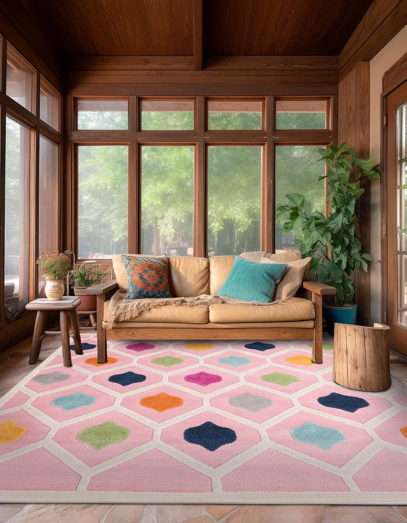 Bahama Breeze Outdoor Collection Area Rug -  Harbour Square Pink  lifestyle 173