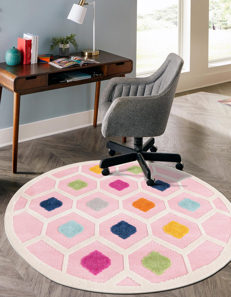 Bahama Breeze Outdoor Collection Area Rug -  Harbour Round Pink  lifestyle 114