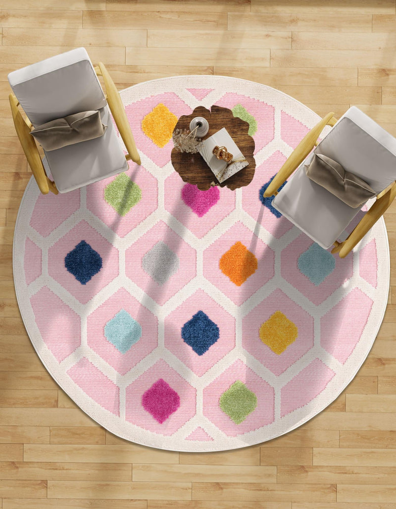 Bahama Breeze Outdoor Collection Area Rug -  Harbour Round Pink  lifestyle 198