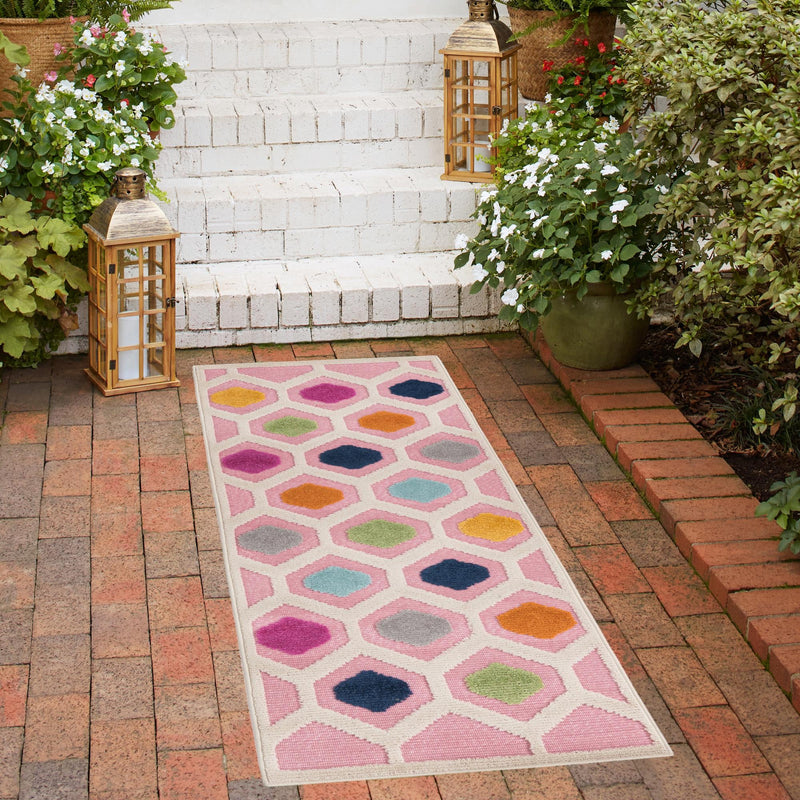 Bahama Breeze Outdoor Collection Area Rug -  Harbour Runner Pink  lifestyle 112