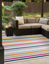 Bahama Breeze Outdoor Collection Area Rug -  Exuma Square Gray  lifestyle 173