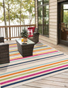 Bahama Breeze Outdoor Collection Area Rug -  Exuma Square Beige  lifestyle 156