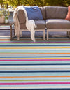 Bahama Breeze Outdoor Collection Area Rug -  Exuma Square Blue  lifestyle 119